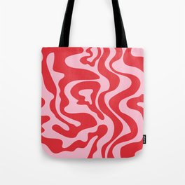 Pink and Red Retro Aesthetic Wavy Lines Tote Bag