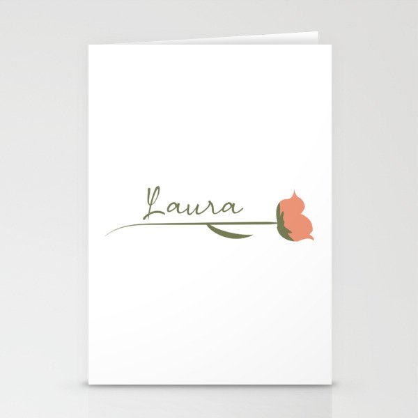 Laura name on a rose Stationery Cards