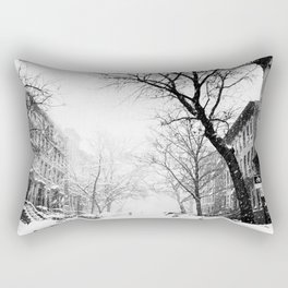 New York City At Snow Time Black and White Rectangular Pillow