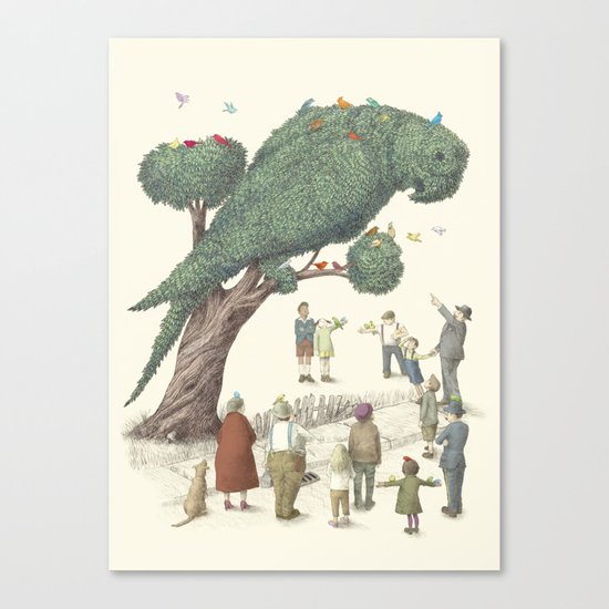 The Night Gardener - Parrot Topiary Canvas Print