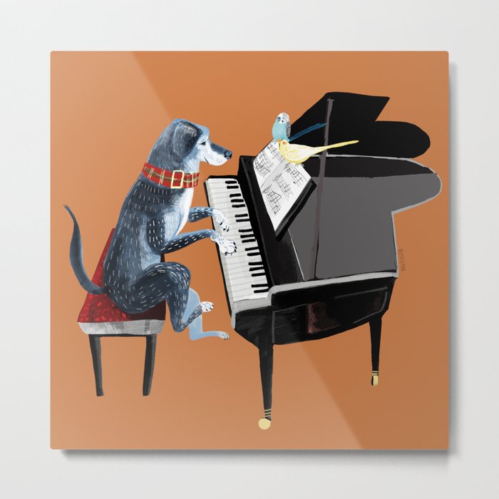 Piano lesson with Angel Metal Print