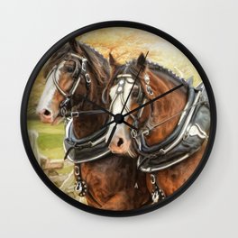 Clydesdales In Harness Wall Clock