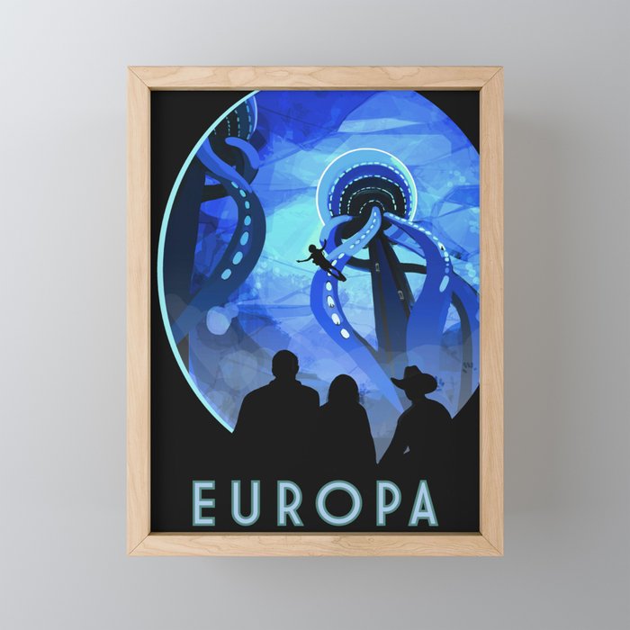 Europa Space Travel Retro Art Framed Mini Art Print