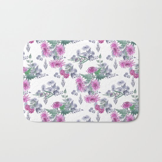 Watercolor floral pattern . 11 Bath Mat