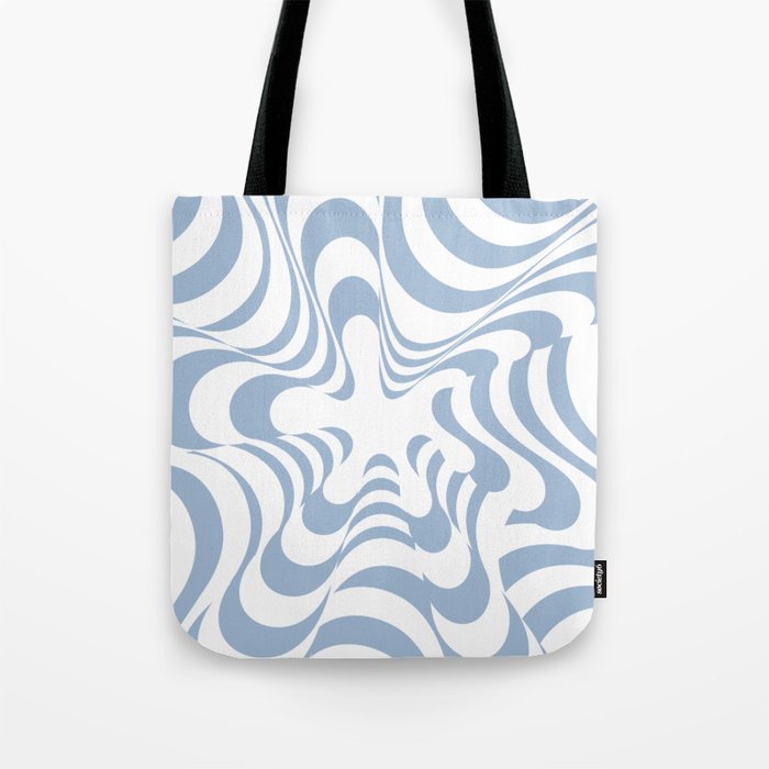 Abstract Groovy Retro Liquid Swirl Light Blue Pattern Tote Bag