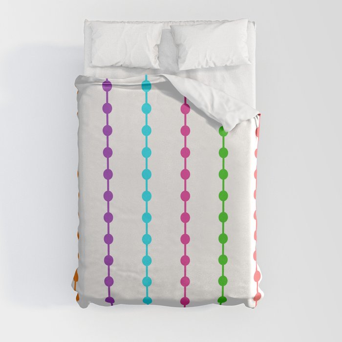 Geometric Droplets Pattern - Rainbow Colors on White Duvet Cover
