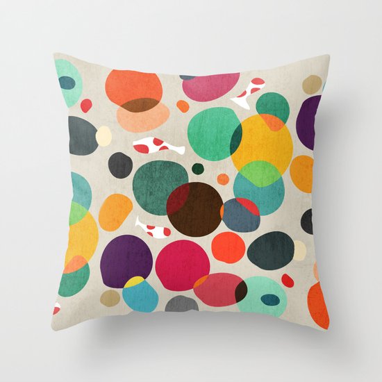 Lotus in koi pond Throw Pillow