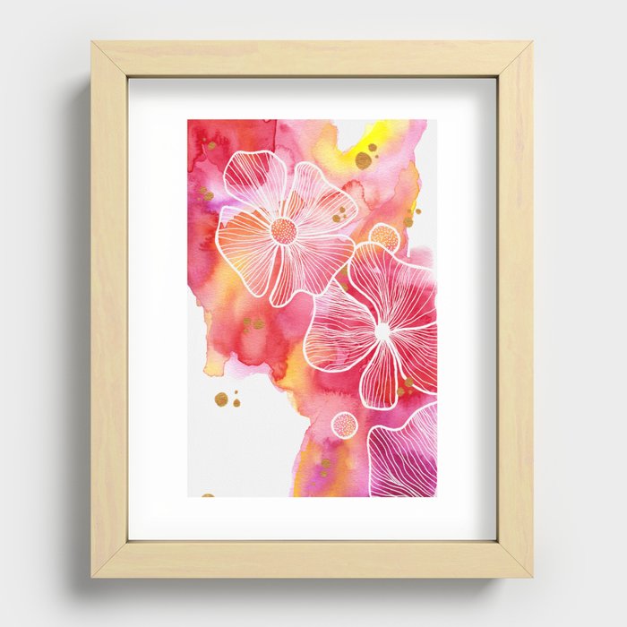 Colorful watercolor flowers Recessed Framed Print