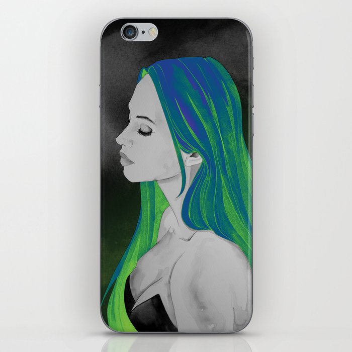 Neon Green Hair - Bold Portrait of a Woman iPhone Skin