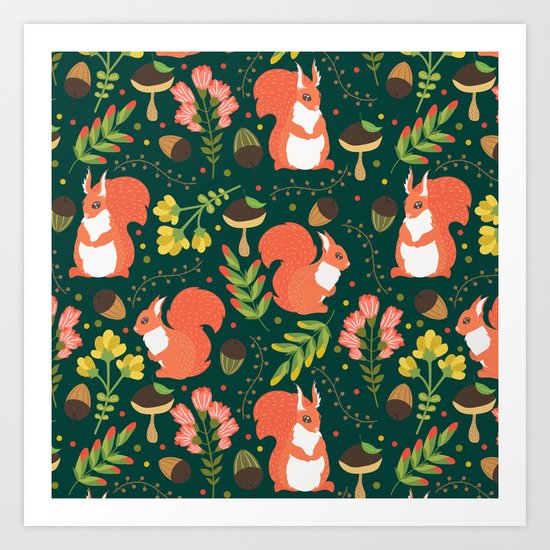 Cute squirrels Art Print