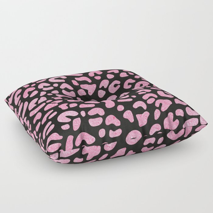 Pink Shade Glitter Leopard Print Pattern Floor Pillow