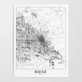Boise White Map Poster