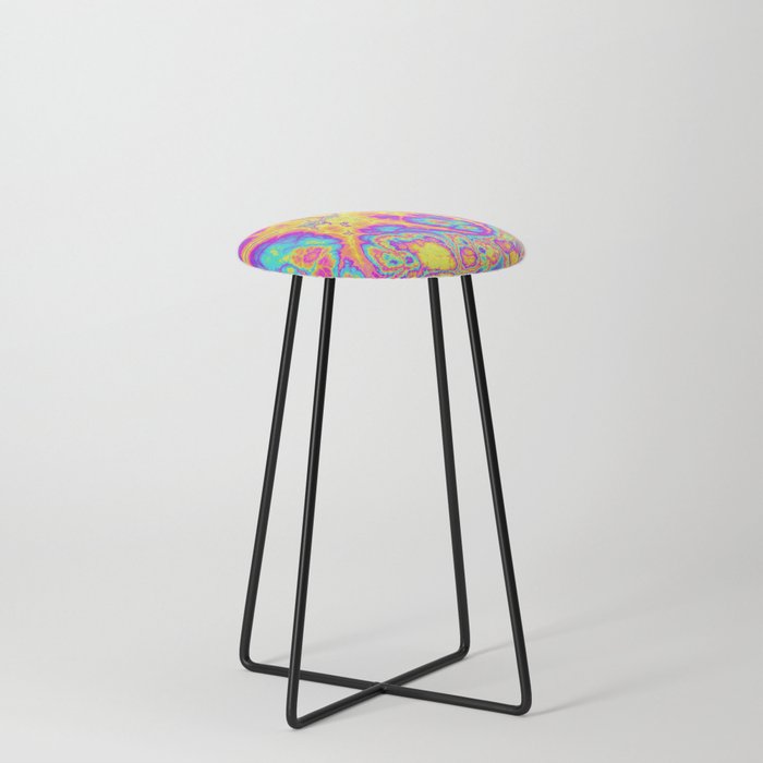 Psychedelic Fractal Marble Tie Dye Counter Stool