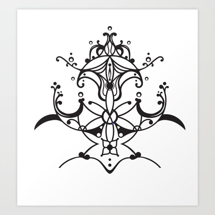 Flower Of Life Abstract Line Art Design In Black And White Art