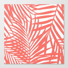 Palm Fronds in Living Coral Canvas Print