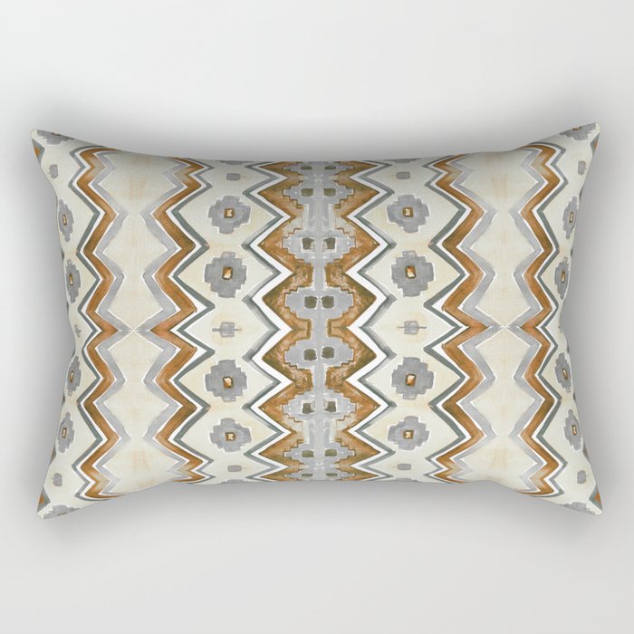 Modern Zig Zag in Gray Rust and Cream Rectangular Pillow