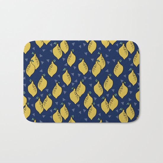 Lemons minimal triangles fruit citrus lemon pattern by andrea lauren Bath Mat