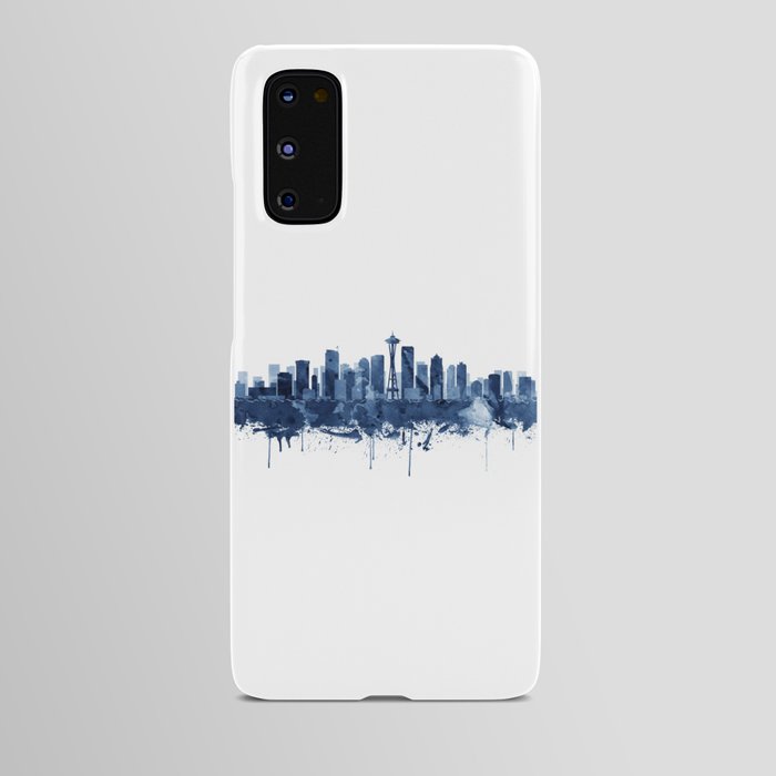 Seattle Skyline Watercolor Blue, Art Print By Synplus Android Case