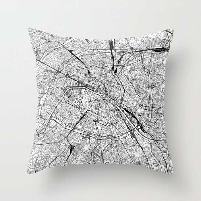 Paris White Map Throw Pillow By Multiplicity Society6