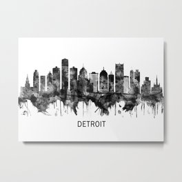 Detroit Michigan Skyline BW Metal Print | Usa, Landscape, Blackandwhite, Skyline, Architecture, Painting, Cities, Detroit, Detroitart, Print 