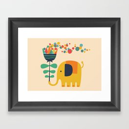 Elephant with giant flower Framed Art Print