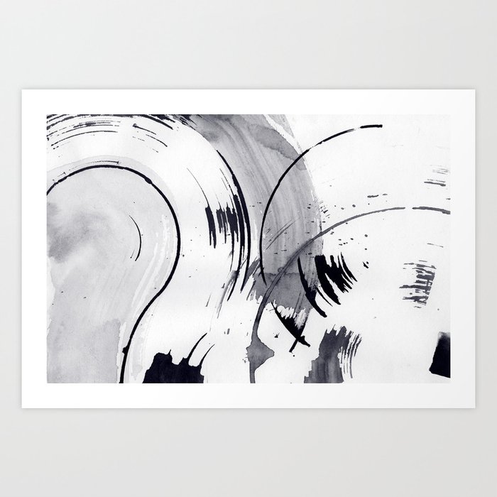ink explorations (003) - abstract black india ink painting Art Print by  expl.rations