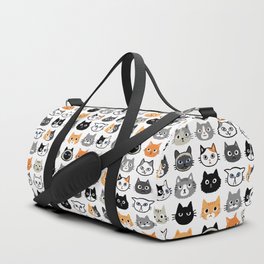 Cute Cats | Assorted Kitty Cat Faces | Fun Feline Drawings Duffle Bag