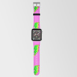 Pink and Green Retro Lightning Bolt Pattern Apple Watch Band