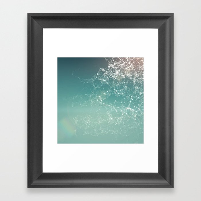 Fresh summer abstract background. Connecting dots, lens flare Framed Art Print