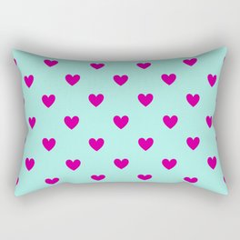 Sweet Hearts - magenta on seafoam Rectangular Pillow
