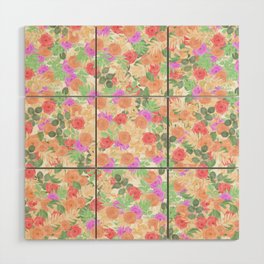 Wildflower and Rose watercolor floral pattern Wood Wall Art
