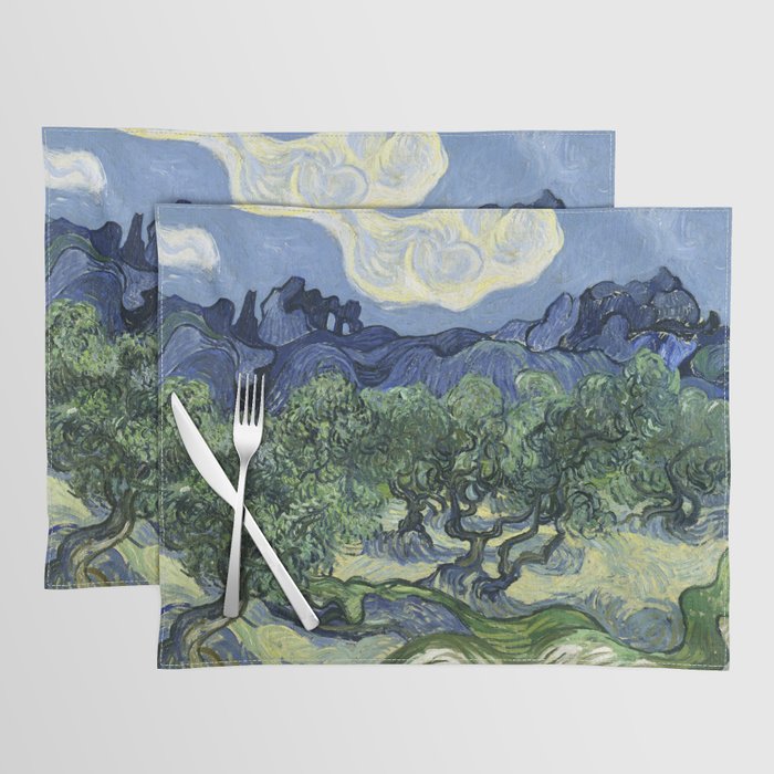 Vincent van Gogh's Olive Trees with the Alpilles in the Background (1889) Placemat