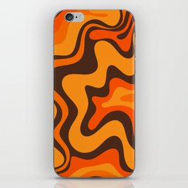 Retro Liquid Swirl Abstract Pattern in 70s Orange and Brown  iPhone Skin