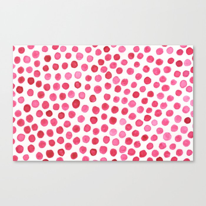 Watercolor Pink Polka Dots - free paint Canvas Print