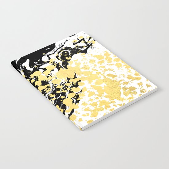 Sukie - abstract gold black and white foil glitter shiny sparkle hipster painting free spirit cosmic Notebook