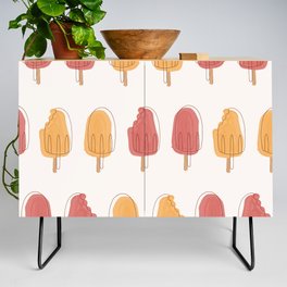 popsicle, ice cream, summer, yellow, red, fun Credenza
