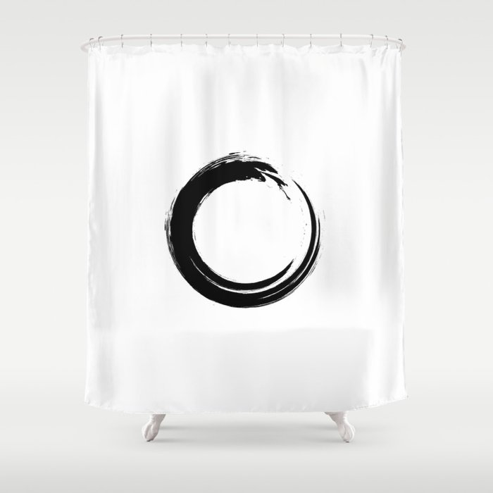 Black enso circle Shower Curtain