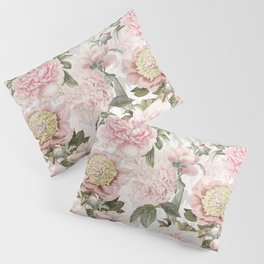 Vintage & Shabby Chic - Antique Pink Peony Flowers Garden Pillow Sham
