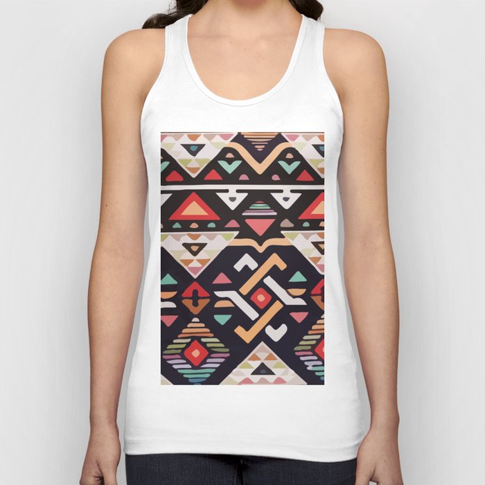 Geometric native Aztec pattern tribal style native tribal background bold colors mexican design Tank Top