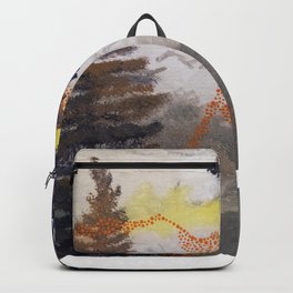 Two Trees Backpack | Orange, Grey, Abstract, Chicagoartist, Painting, Impressionist, Wallart, Forest, Outdoors, Sky 