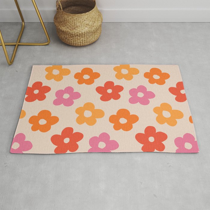 Retro 60s 70s Flowers Pattern #pattern #vintage Rug by Courtney ...