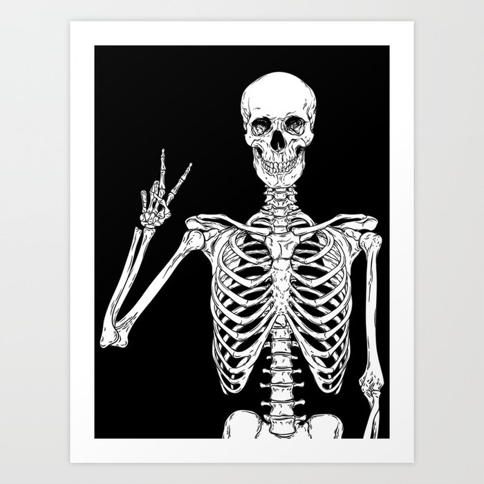 Human Skeleton Posing Isolated Over Black Background Vector Illustration Art Print By Denzhu Society6
