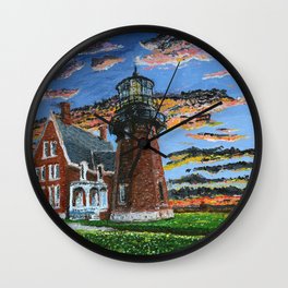 Block Island South Lighthouse Painting Wall Clock