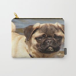 small dog pug baby on water and beach Carry-All Pouch