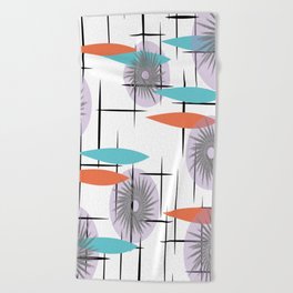 Star Shaped Flower Pattern on a MCM Background Beach Towel