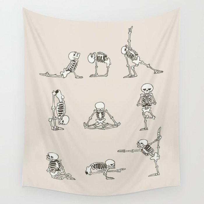 Skeleton Yoga Wall Tapestry by Huebucket Society6