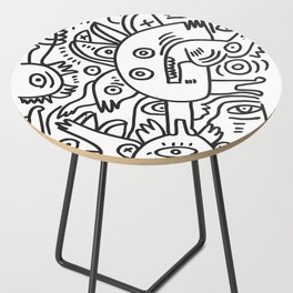 Black and White Graffiti Cool Funny Creatures Side Table