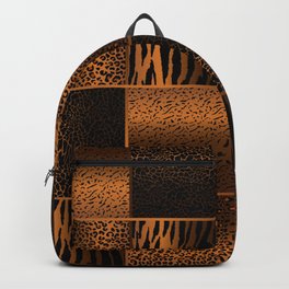 Golden Brown Jungle Animal Patterns Backpack