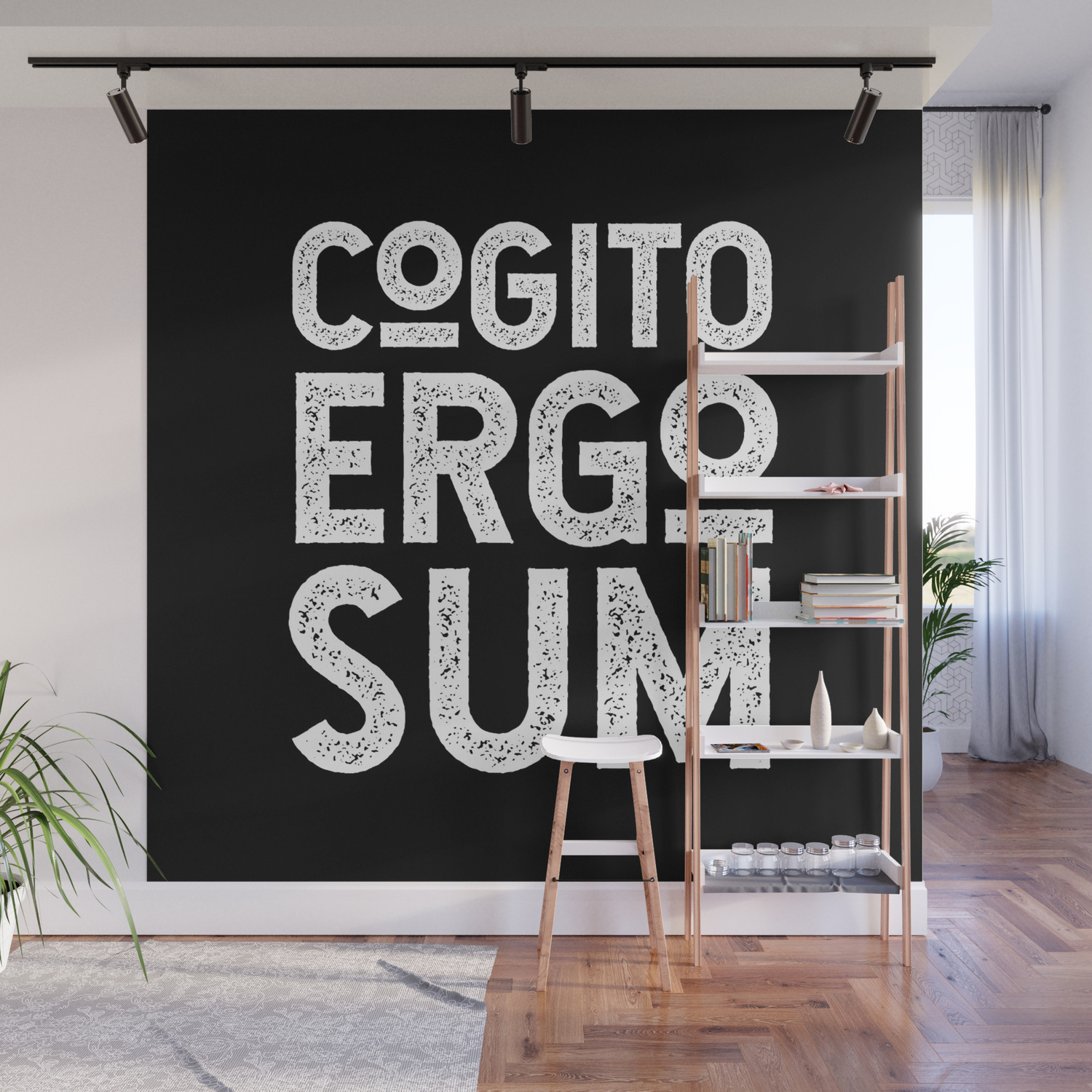 Cogito Ergo Sum Rene Descartes Philosophical Typography I Think Therefore I Am Black And White Wall Mural By Kierkegaard Design Studio Society6