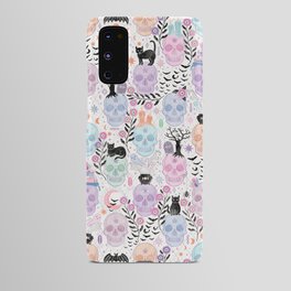 Pastel candy-colored skulls with cats, bats, and witchy things - halloween, bone Android Case
